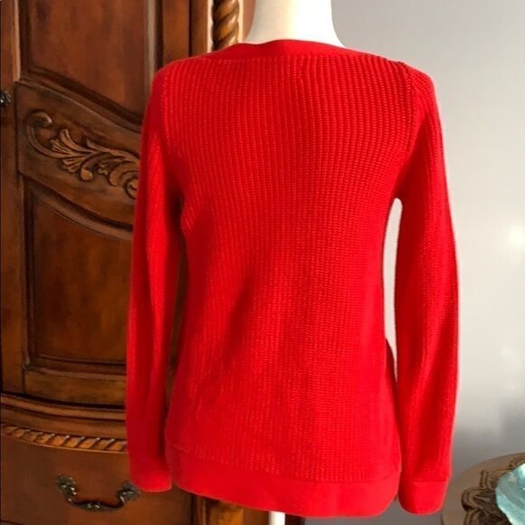 Loft red knit sweater- size XS - Picture 3 of 8